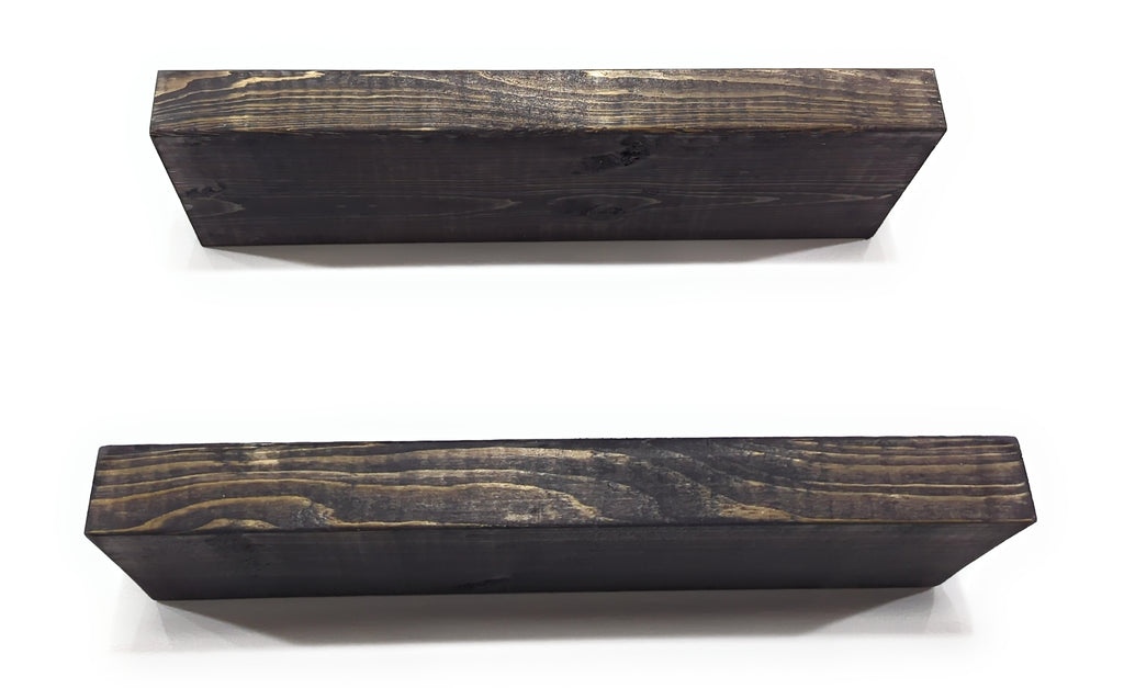 Rustic Dark Brown Black / Ebony Floating Shelf:  Length: 16" inches / Depth: 5.5" inches