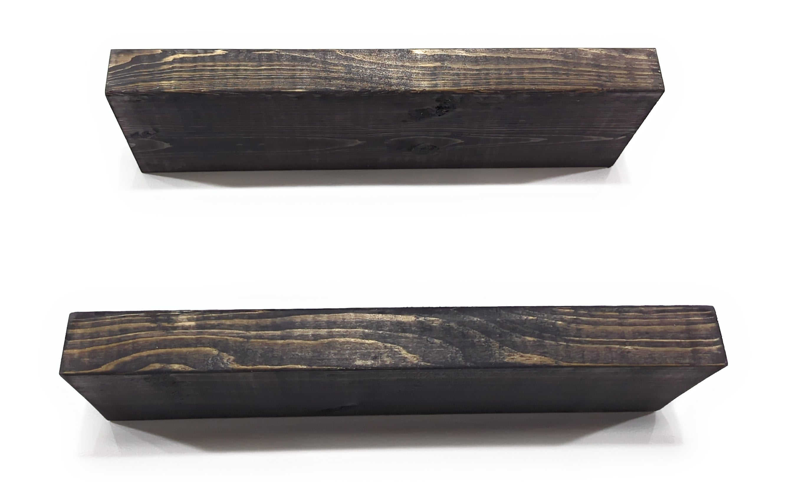 Rustic Dark Brown Black / Ebony Floating Shelf:  Length: 16" inches / Depth: 5.5" inches