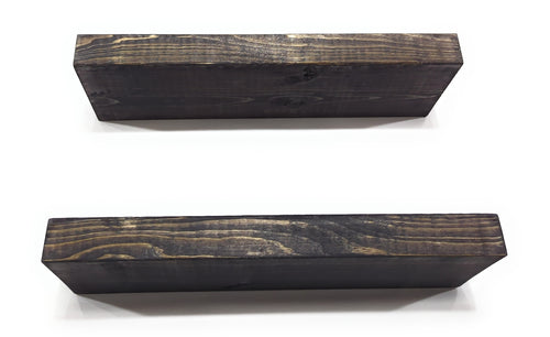 Rustic Dark Brown Black / Ebony Floating Shelf:  Length: 16" inches / Depth: 5.5" inches