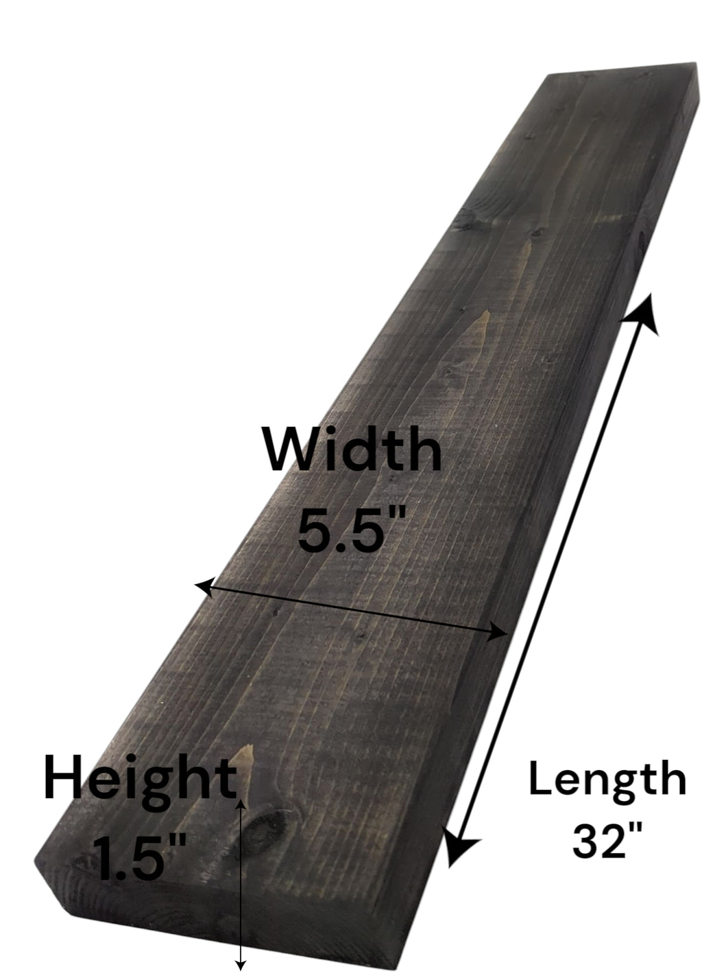 Rustic Dark Brown Black / Ebony Floating Shelf:  Length: 32" inches / Depth: 5.5" inches