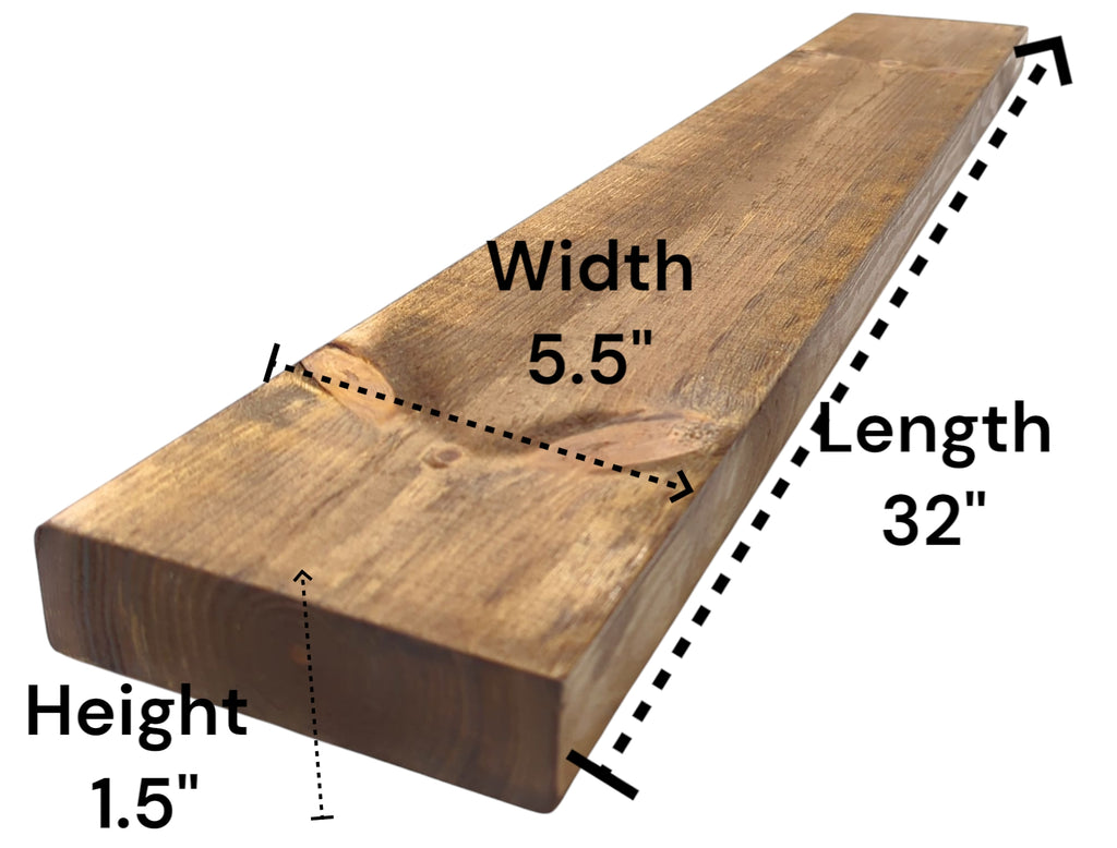 Rustic Brown Floating Shelf:  Length: 32" inches / Depth: 5.5" inches