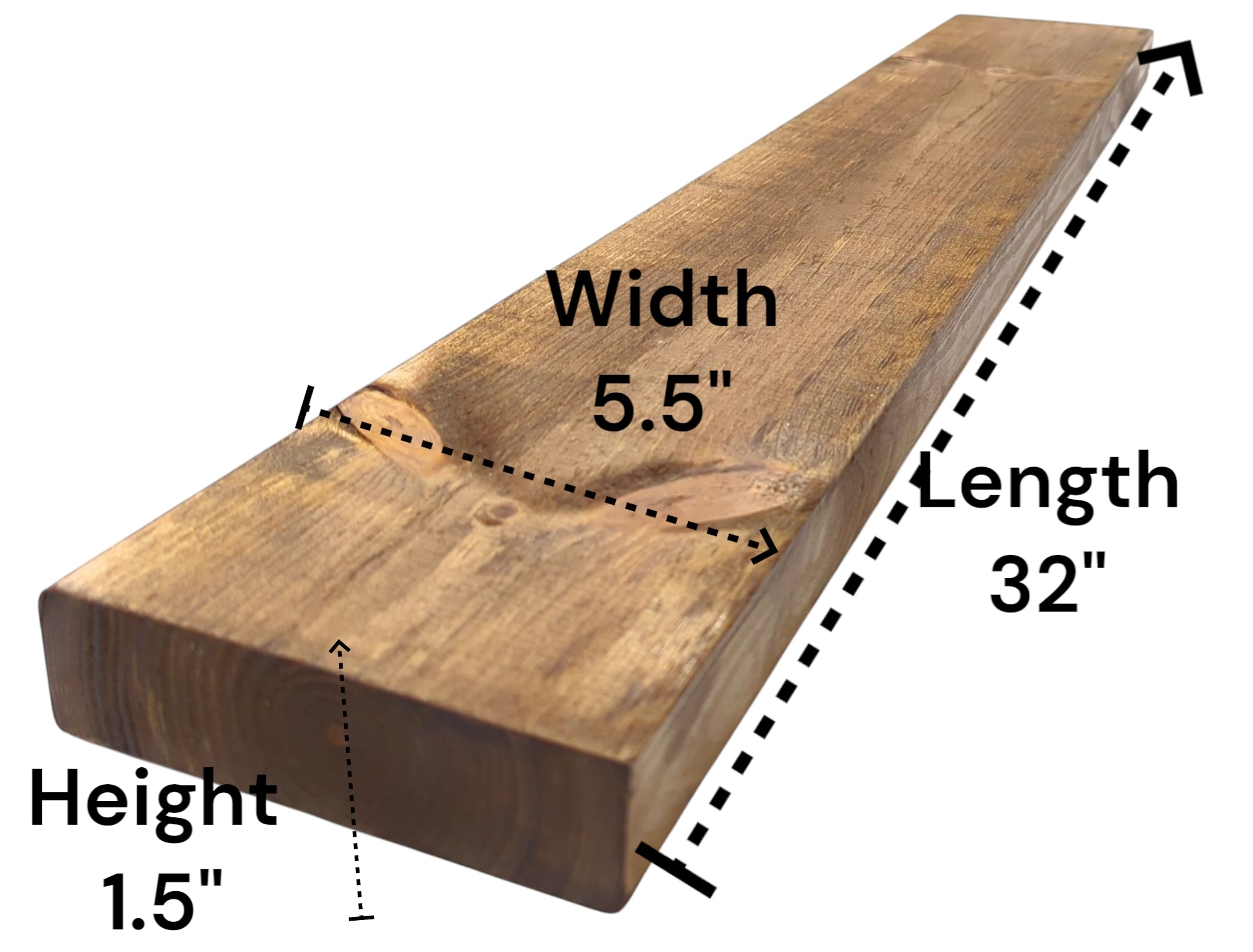 Rustic Brown Floating Shelf:  Length: 32" inches / Depth: 5.5" inches